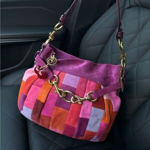 Coach Hamptons Mosaic Patchwork Suede Hobo Bag